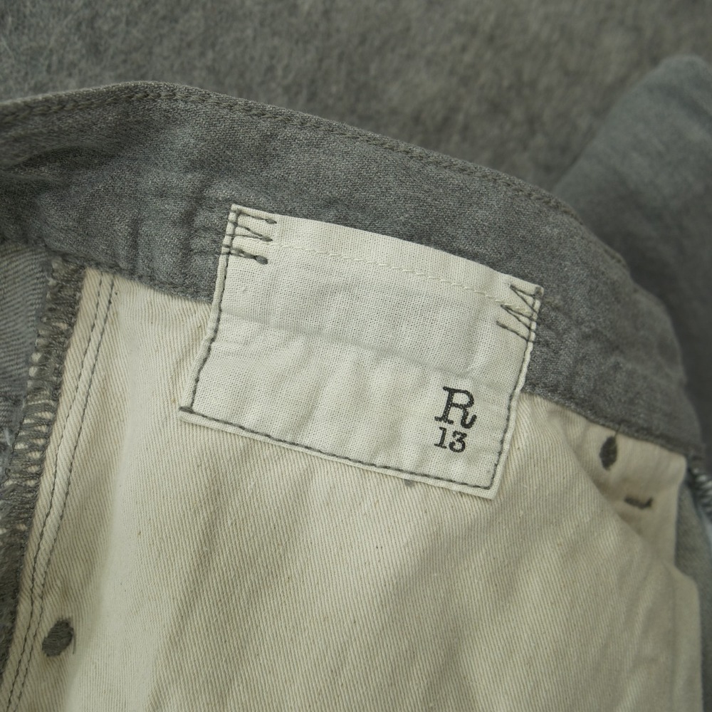 R13 Jeans Womens 27 Gray Lemmy Slim Straight High Rise Zip Fly Cotton Linen - Picture 4 of 11